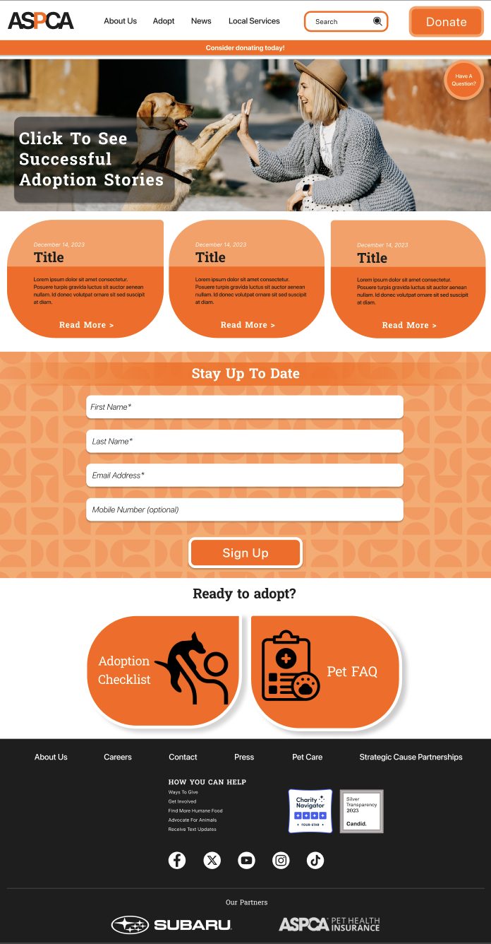 Usability testing screen 1