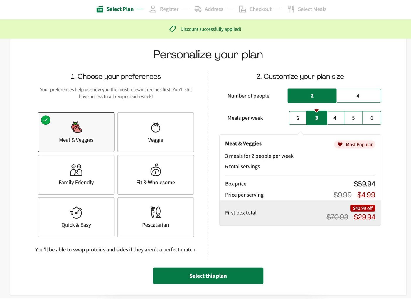 Hello Fresh app competitor screenshots