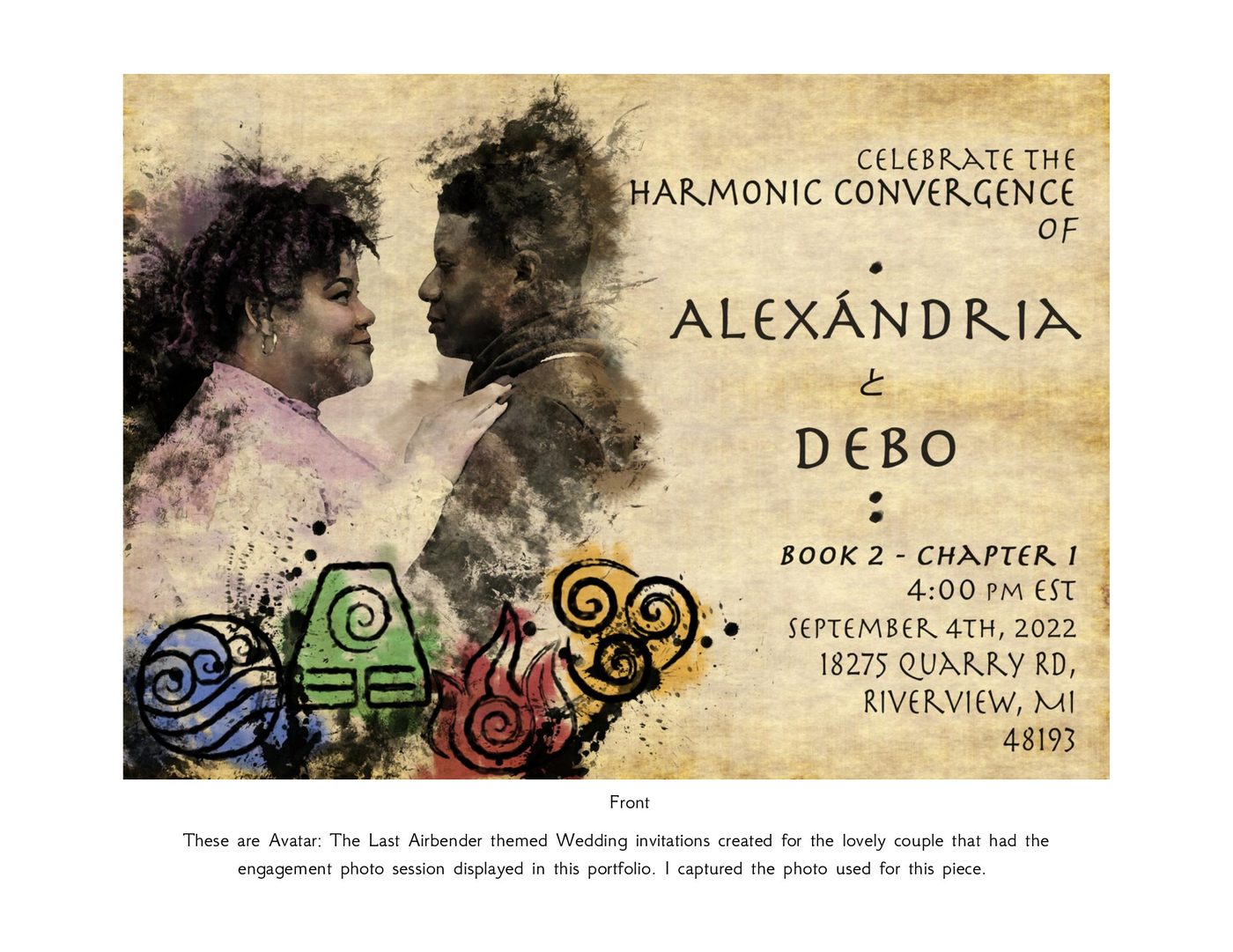 Avatar The Last Airbender themed wedding invitation design